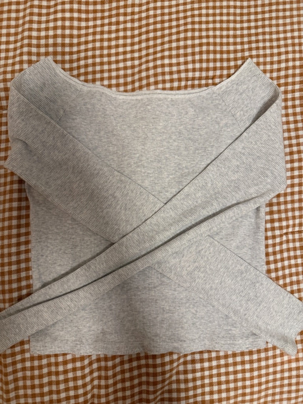 Brandy Melville Light Gray Ribbed Crewneck Top